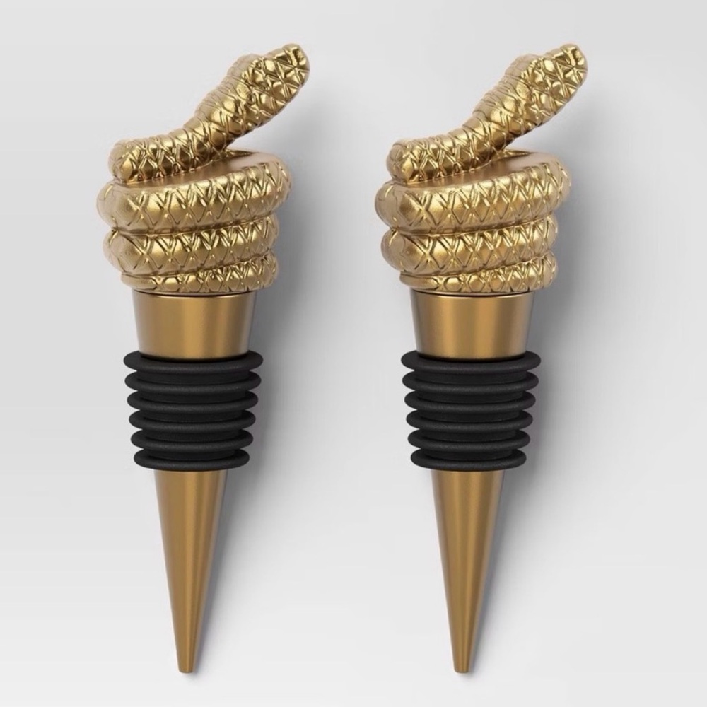 NWOT Retro Gothic Aesthetic Gold Snake Wine Bottle Stoppers for Home Bar